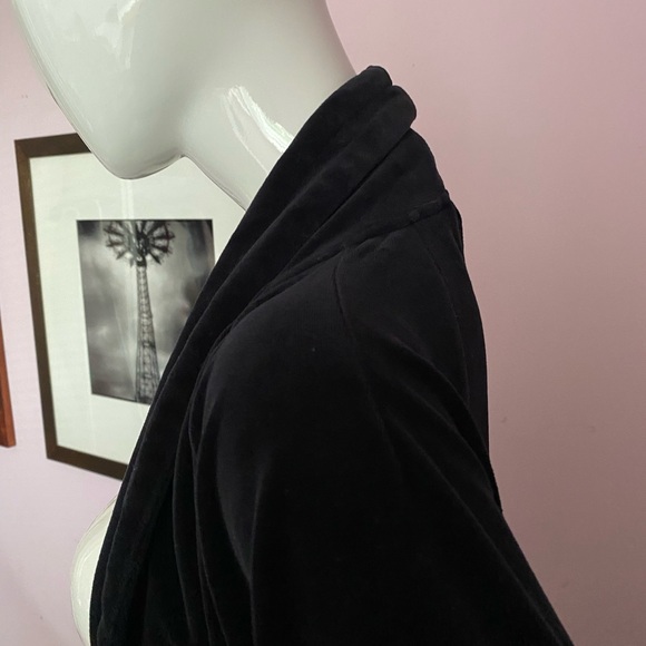 Vintage Talbots Velour Robe Hostess MEDIUM Maxi Dolman Sleeve Cuffs Black - Picture 10 of 12